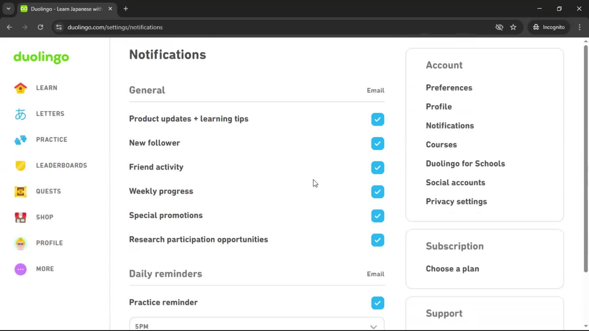 Settings on Duolingo video thumbnail