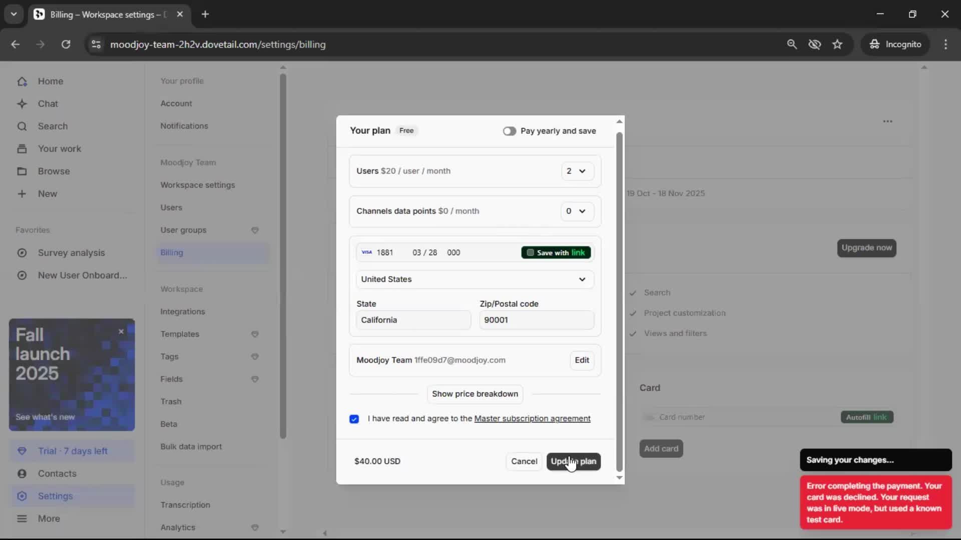 Upgrading your account on Dovetail video thumbnail