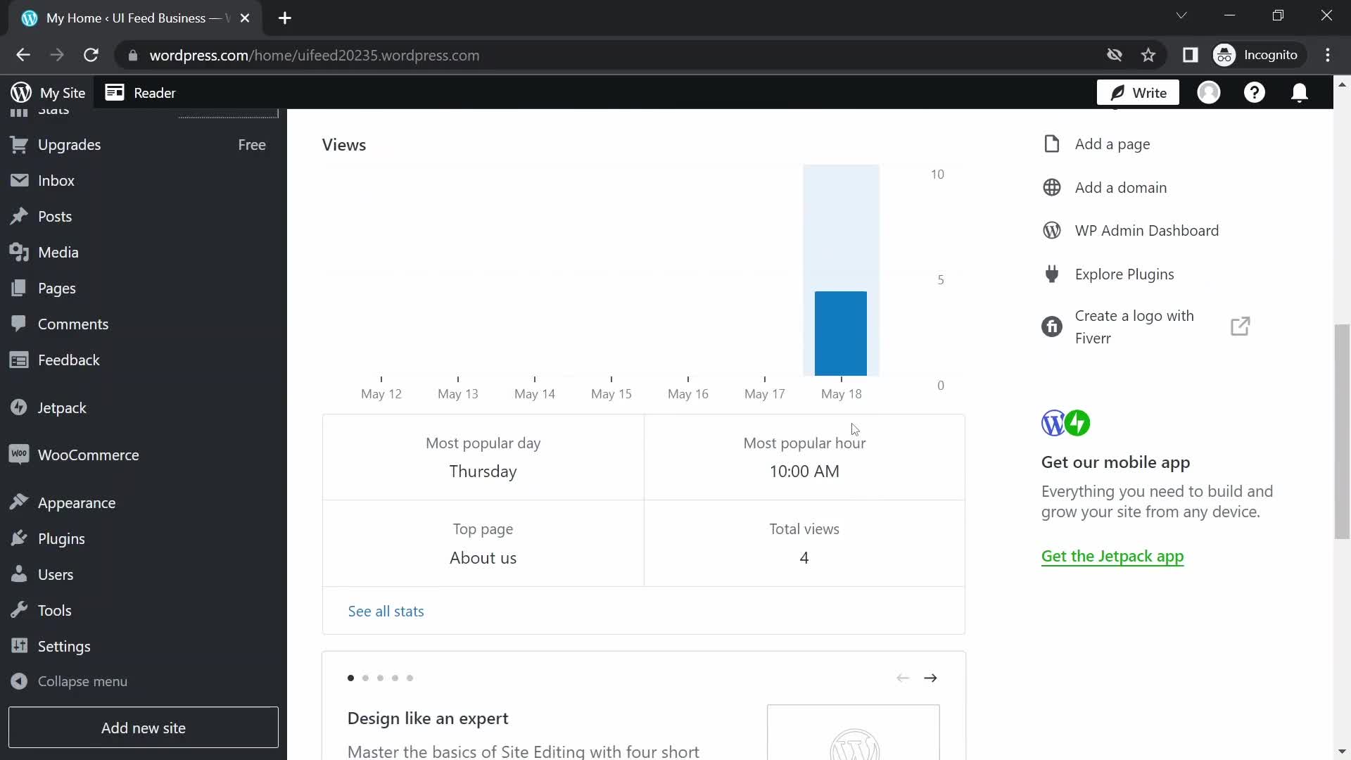 Analytics/Stats on WordPress video thumbnail