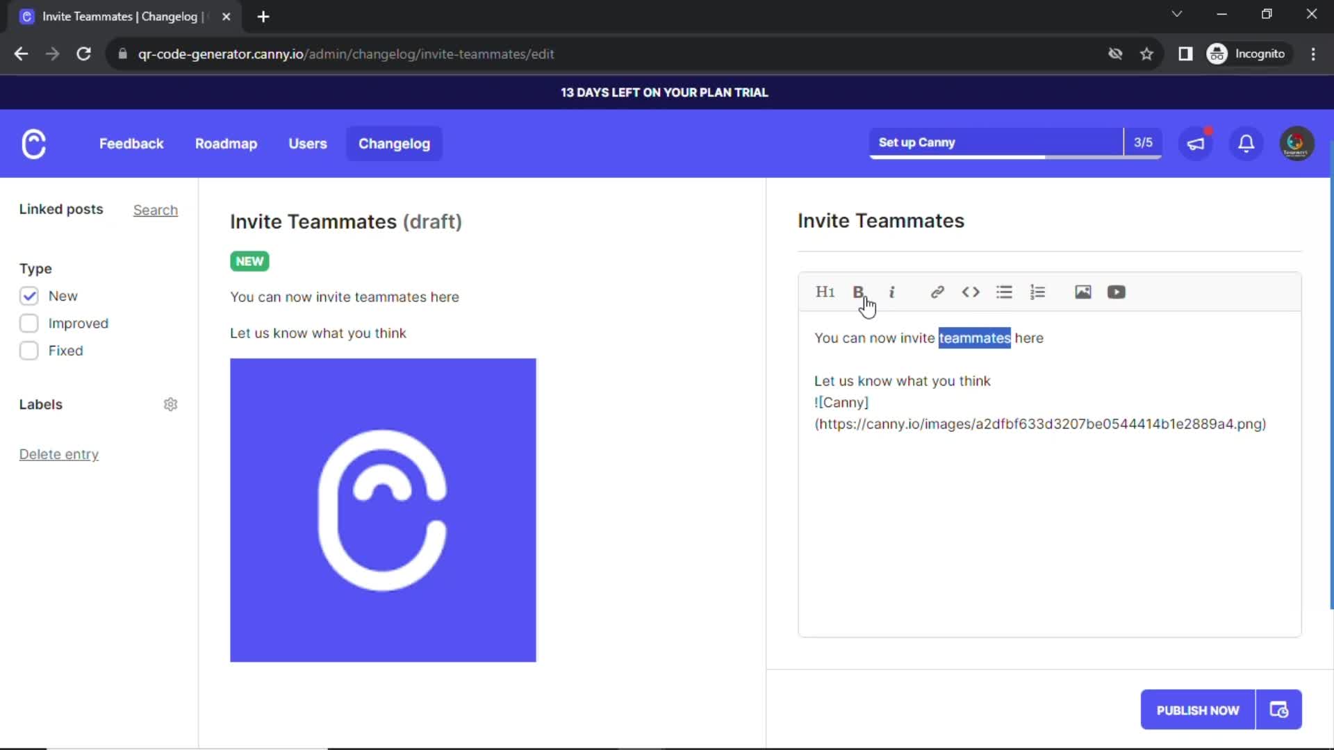 Creating a post on Canny video thumbnail