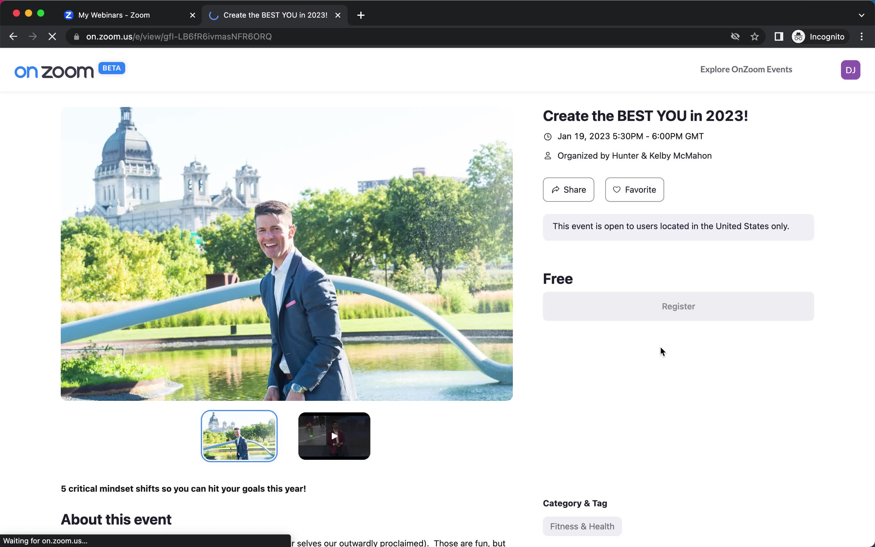 General browsing on Zoom video thumbnail