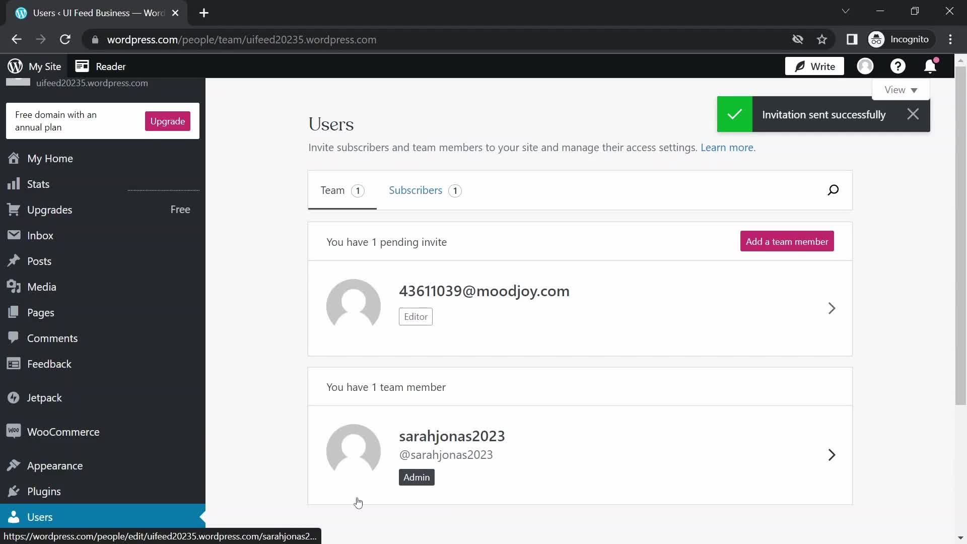 Inviting people on WordPress video thumbnail