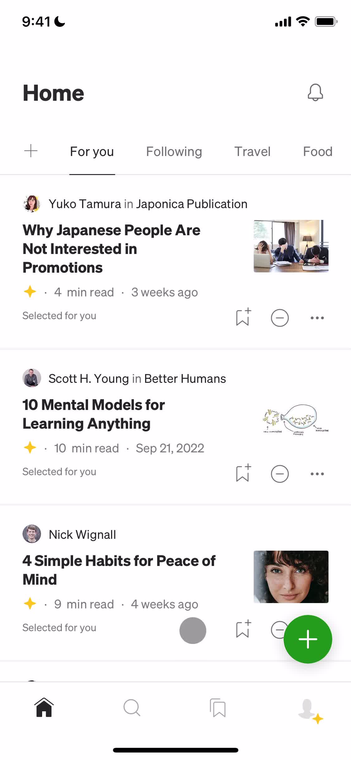 Notification settings on Medium video thumbnail