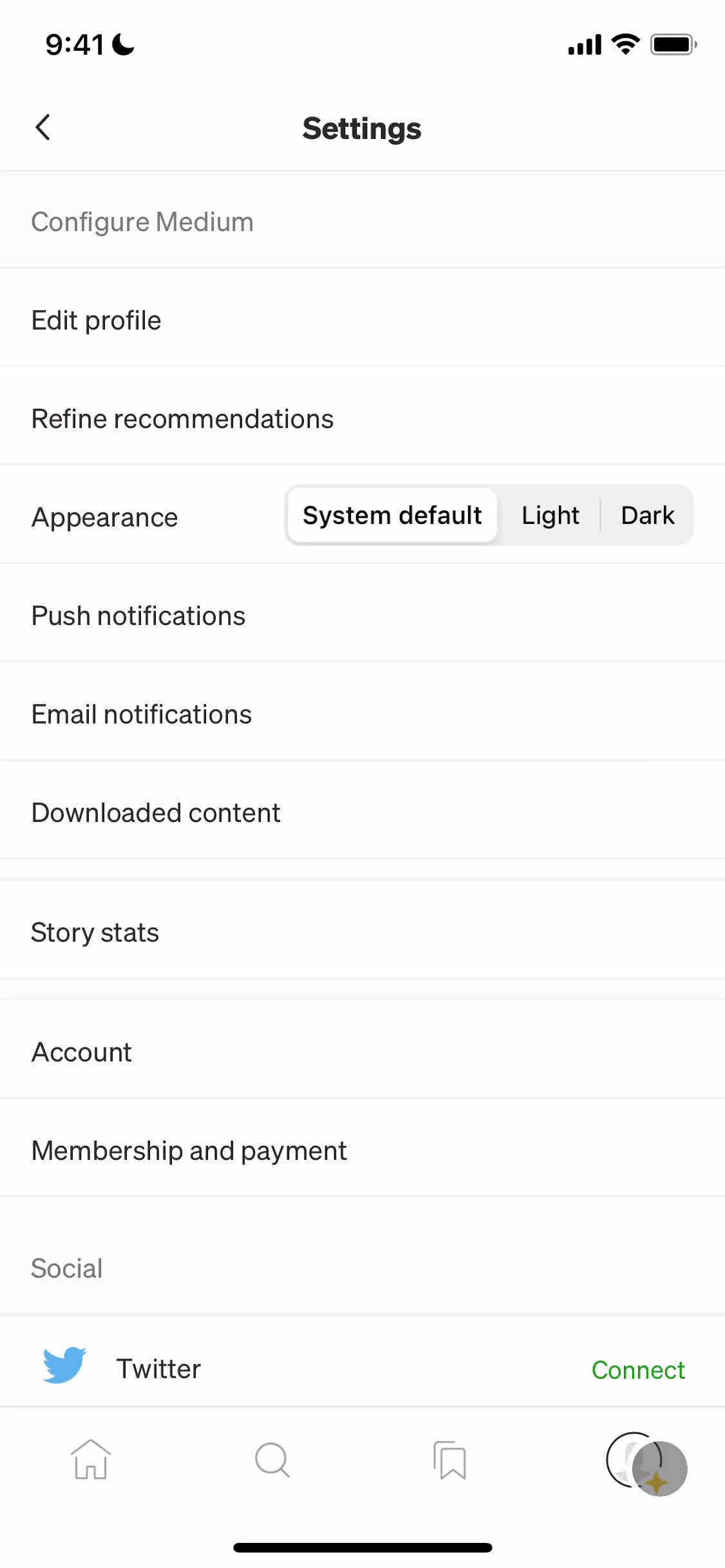 Notification settings on Medium video thumbnail