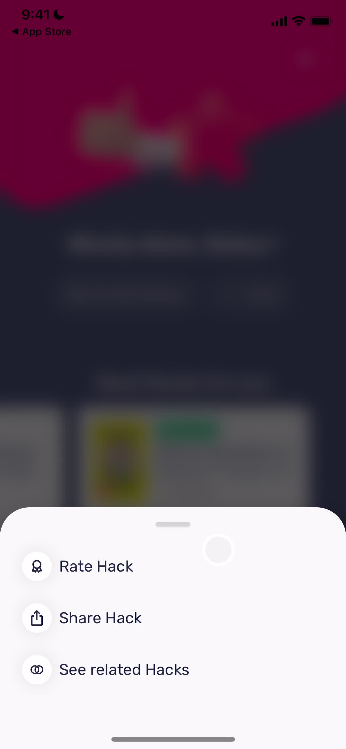 Action menu video thumbnail