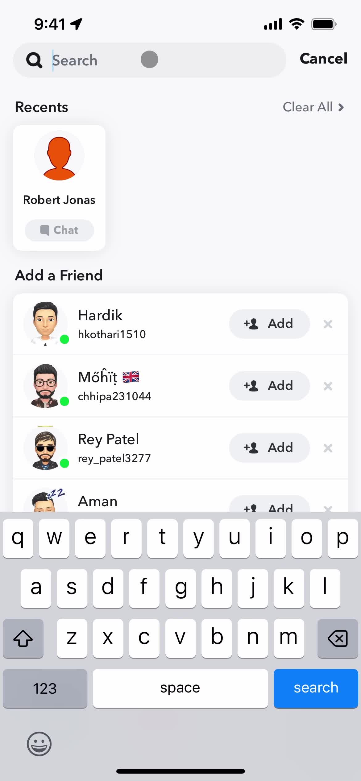 Searching on Snapchat video thumbnail