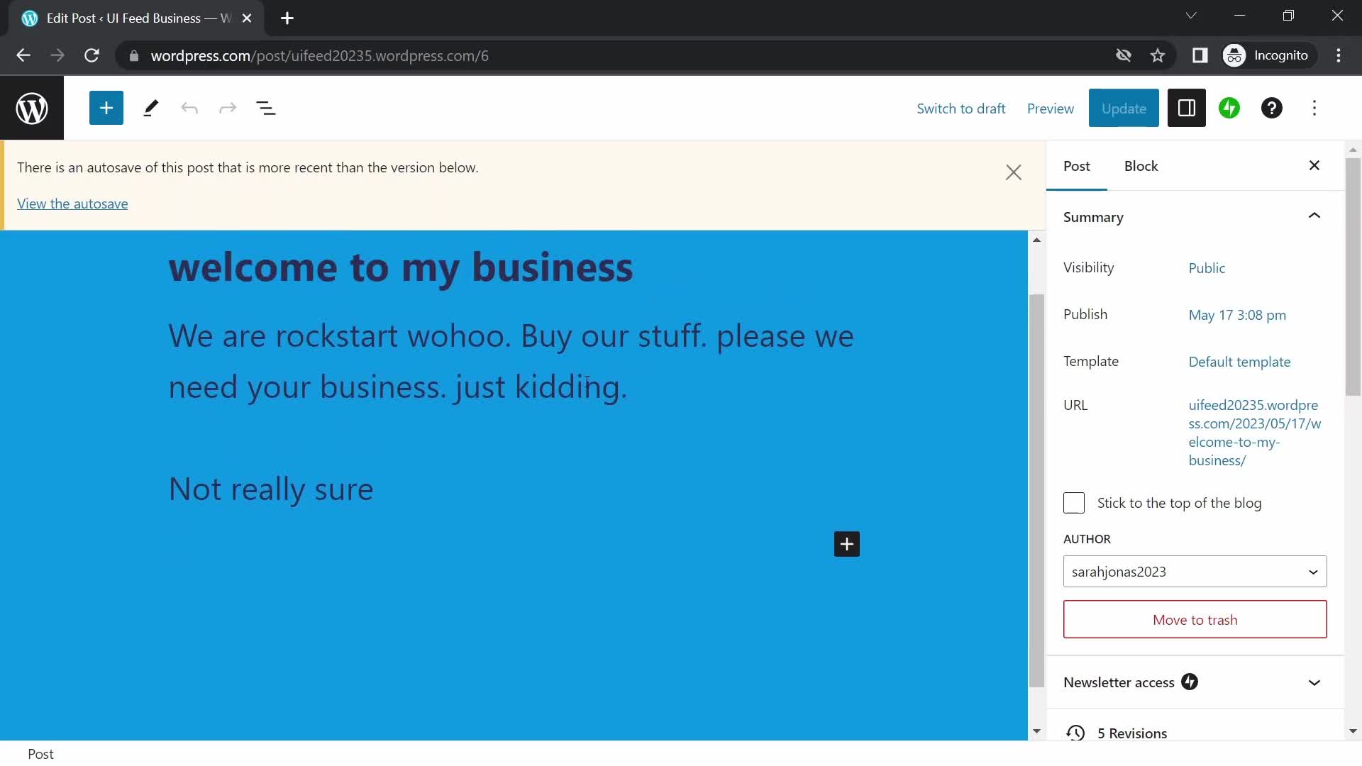 Version history on WordPress video thumbnail