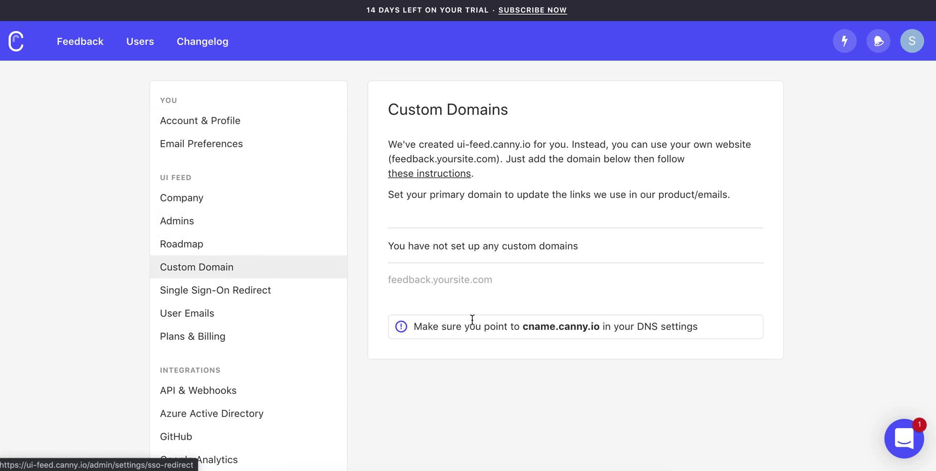 Adding a custom domain on Canny video thumbnail