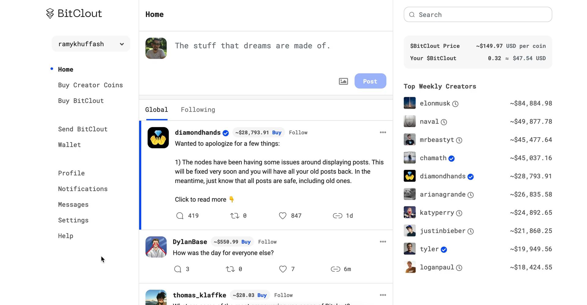 Sending currency on BitClout video thumbnail