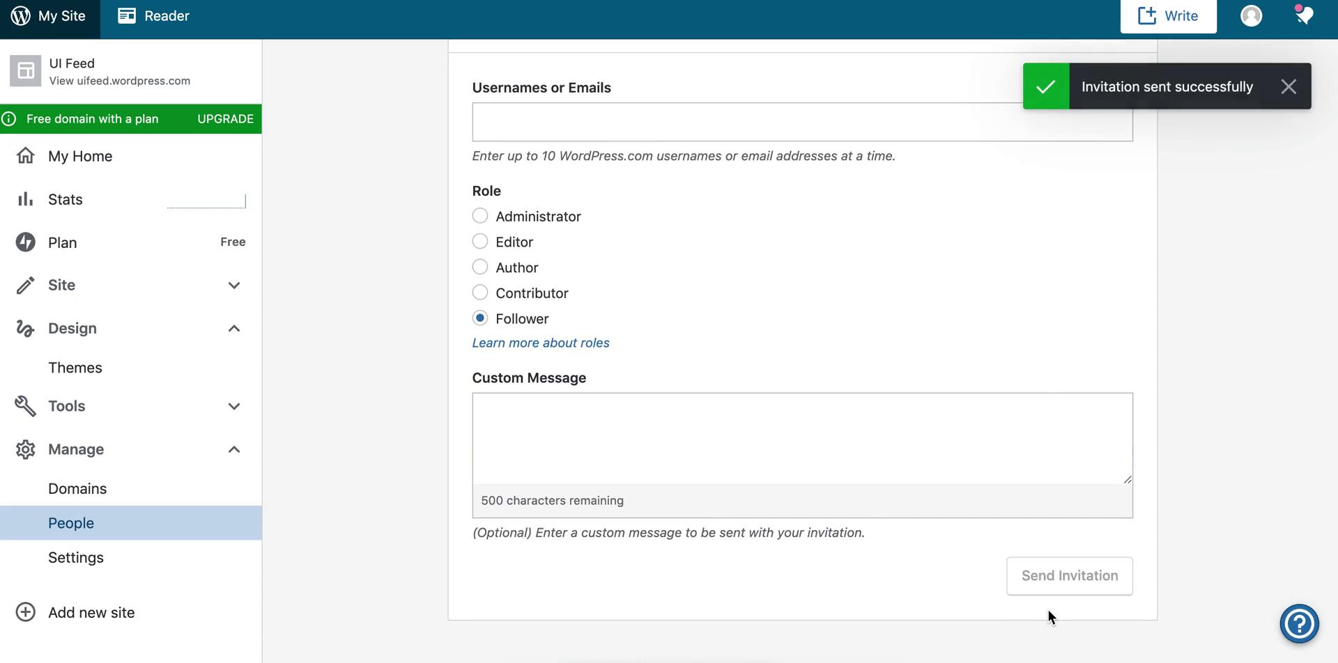 Inviting people on WordPress video thumbnail