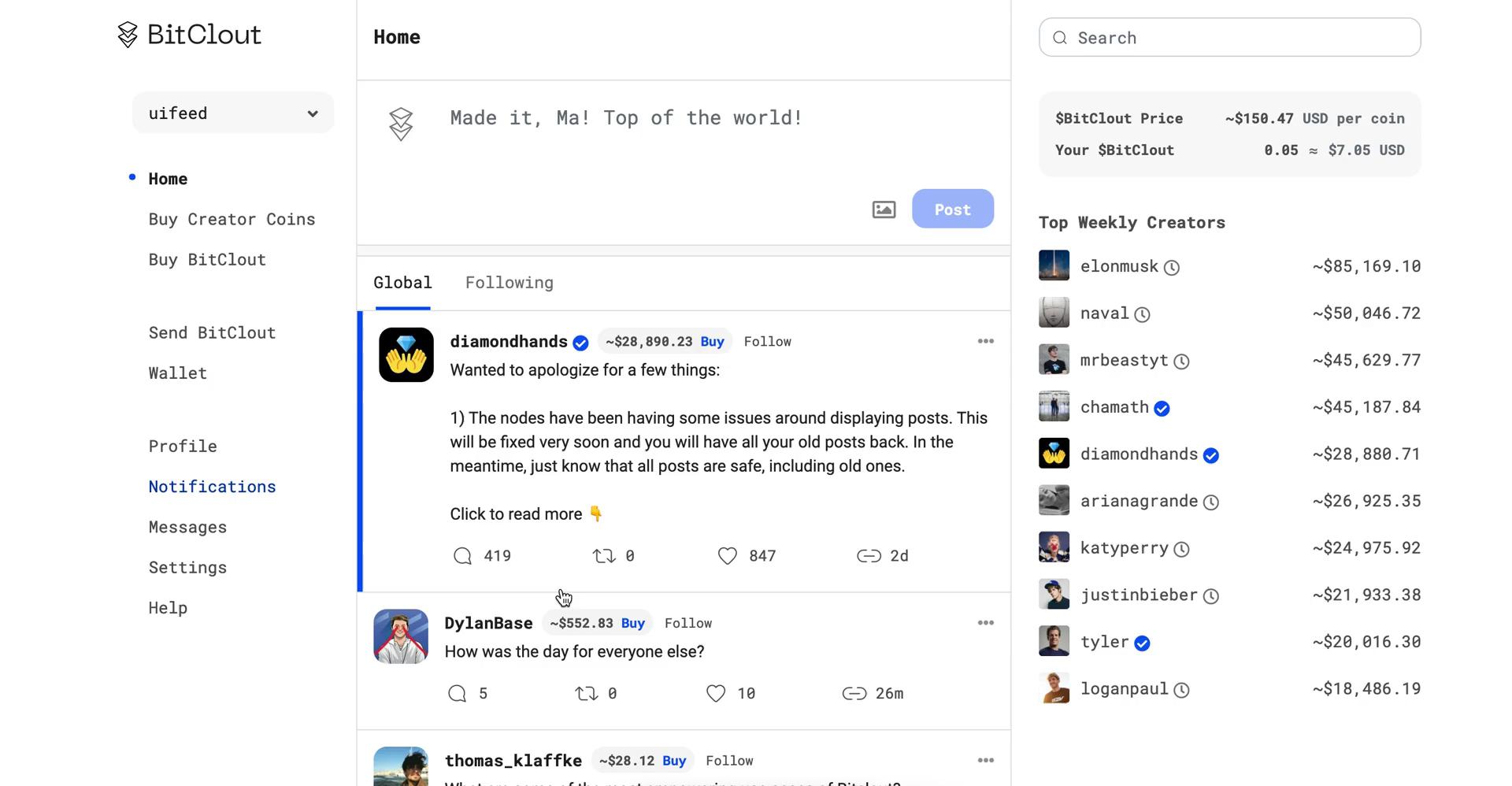 General browsing on BitClout video thumbnail