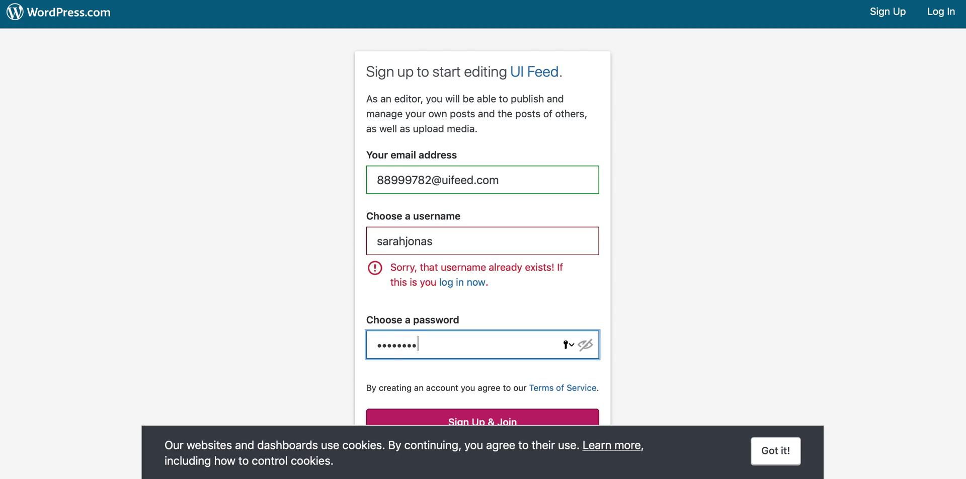 Accepting an invite on WordPress video thumbnail