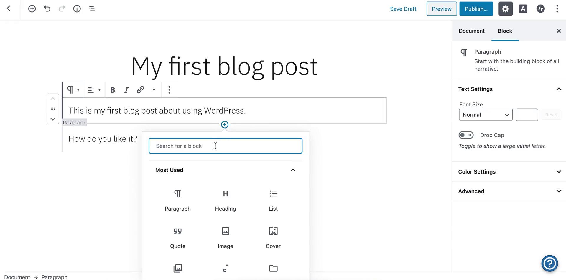 Creating a post on WordPress video thumbnail