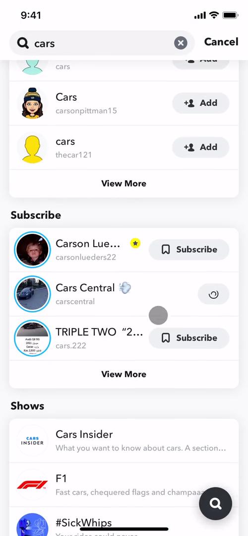 Searching on Snapchat video thumbnail