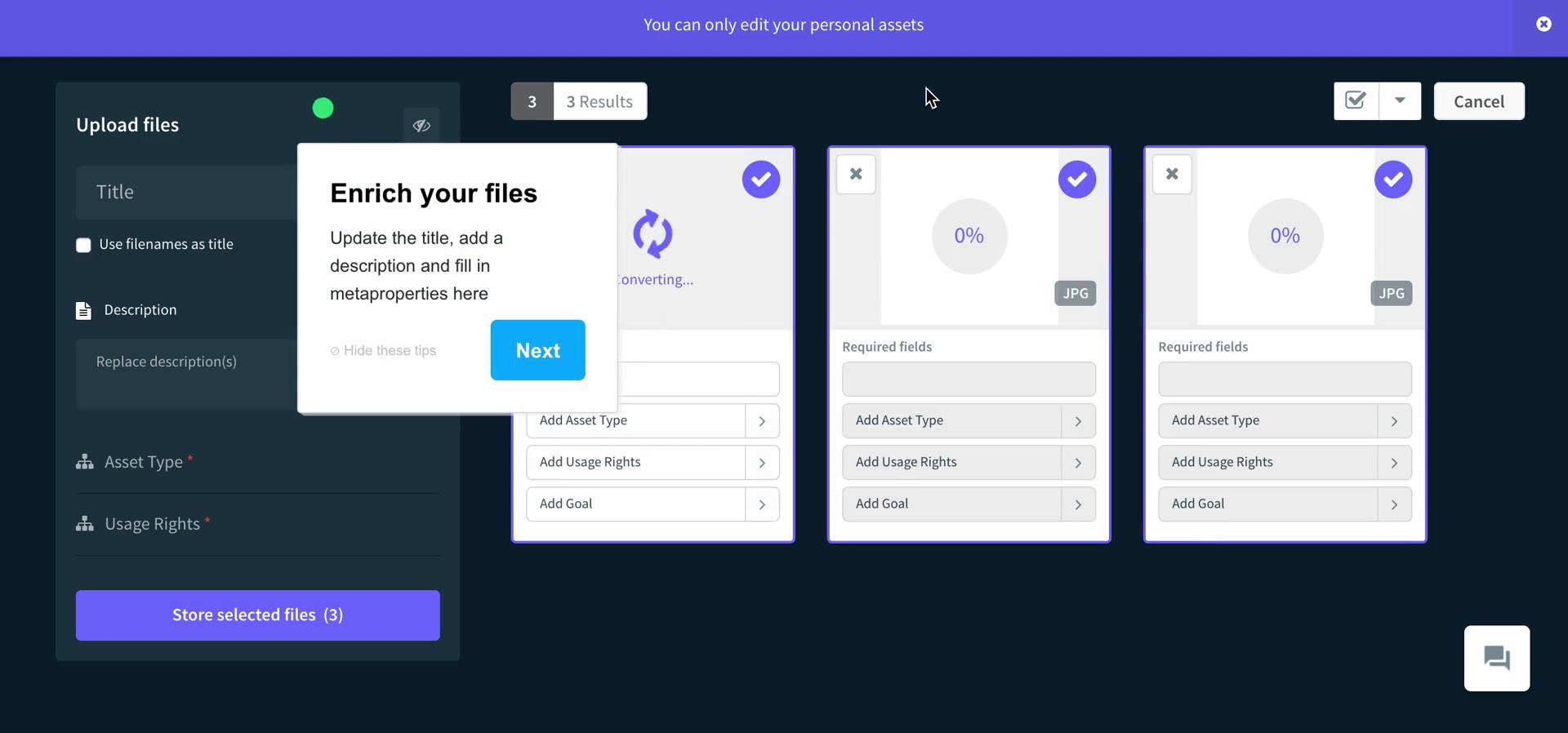 Uploading media on Bynder video thumbnail
