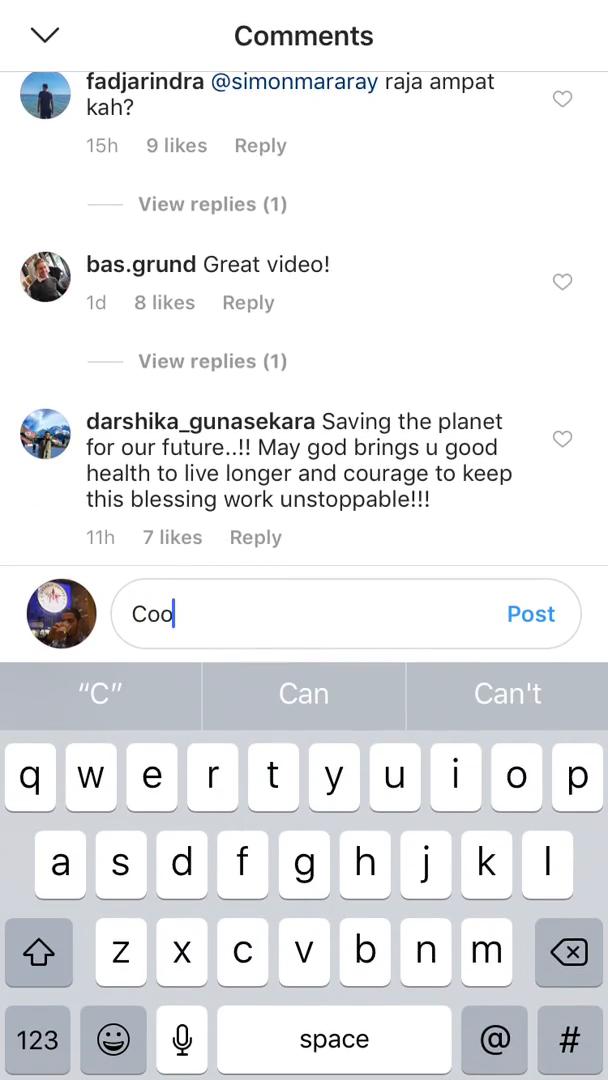 Commenting on IGTV video thumbnail