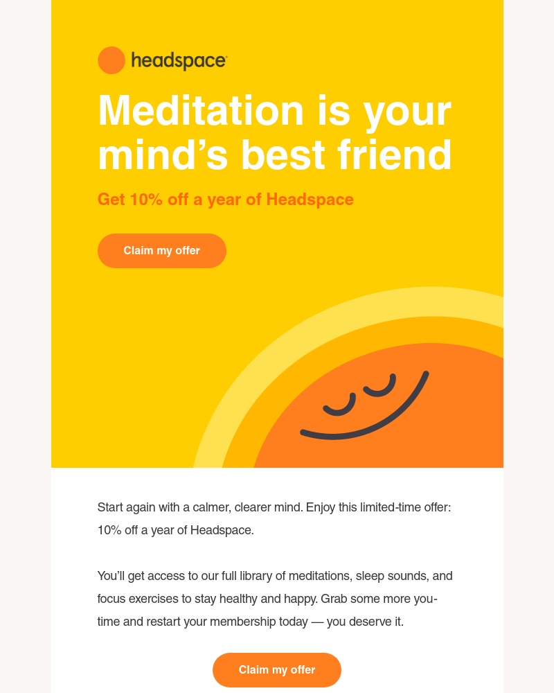 Headspace - 10% off a year of Headspace