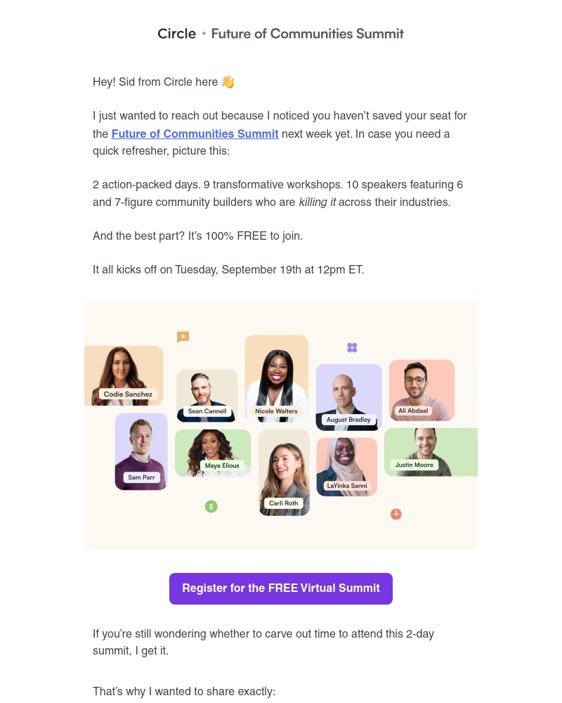 Circle - 18 things you get when you sign up for the Future of Communities Summit