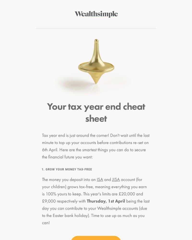 Wealthsimple - 1st April is your tax year end deadline
