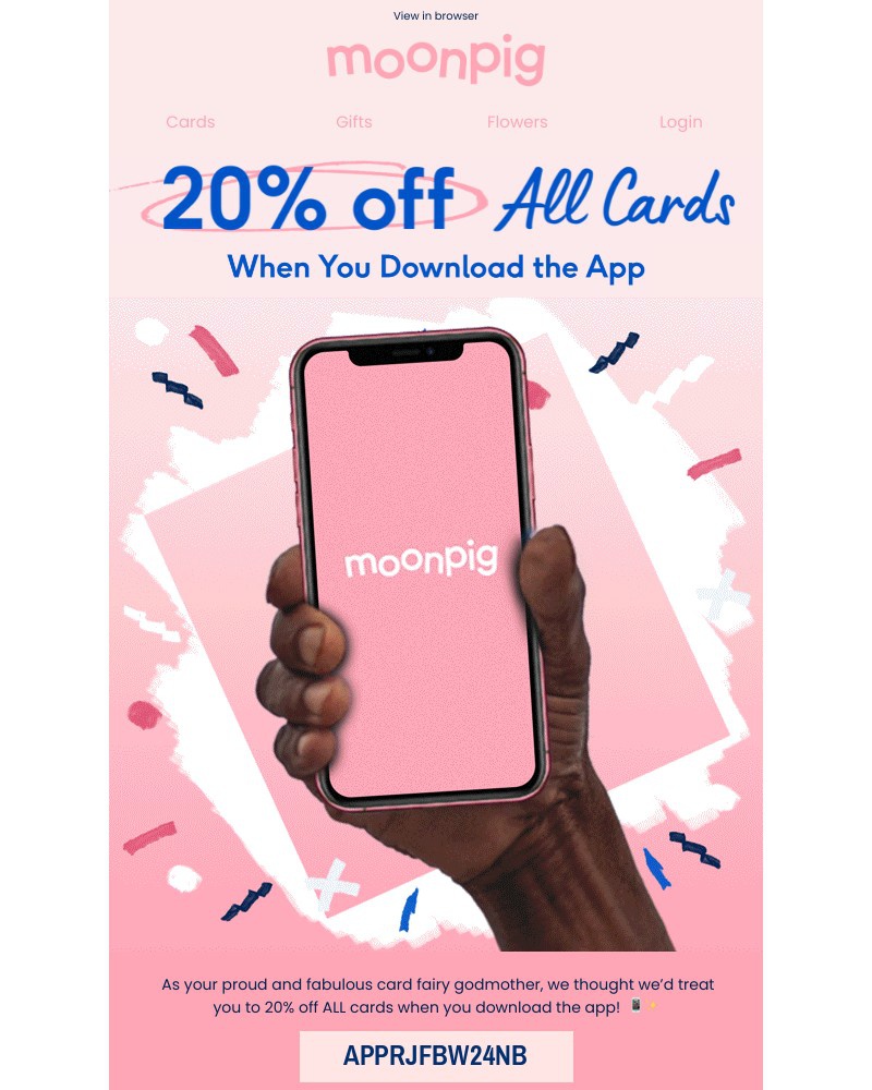 Moonpig - 20% off ALL cards...