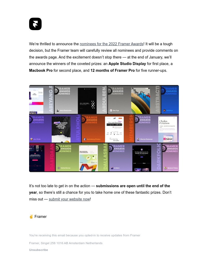 Framer - 2022 Framer Awards Nominees