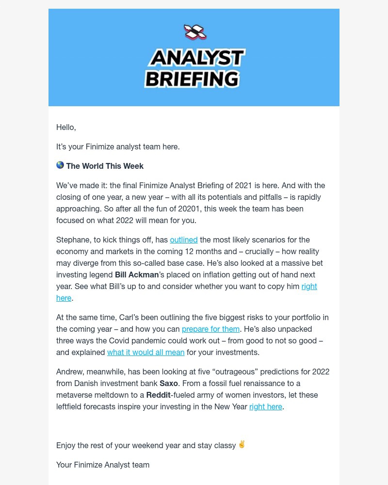 Finimize - 🚢 2022 heaves into view