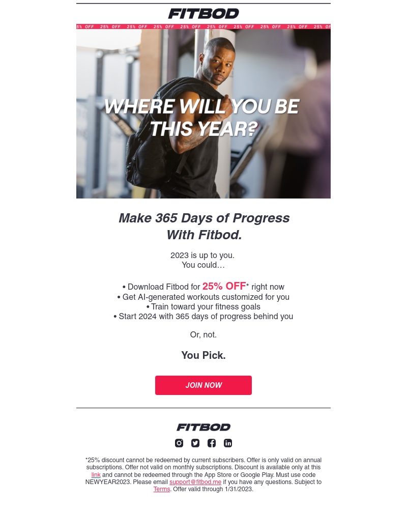 Fitbod - 25% OFF a YEAR of Fitbod!
