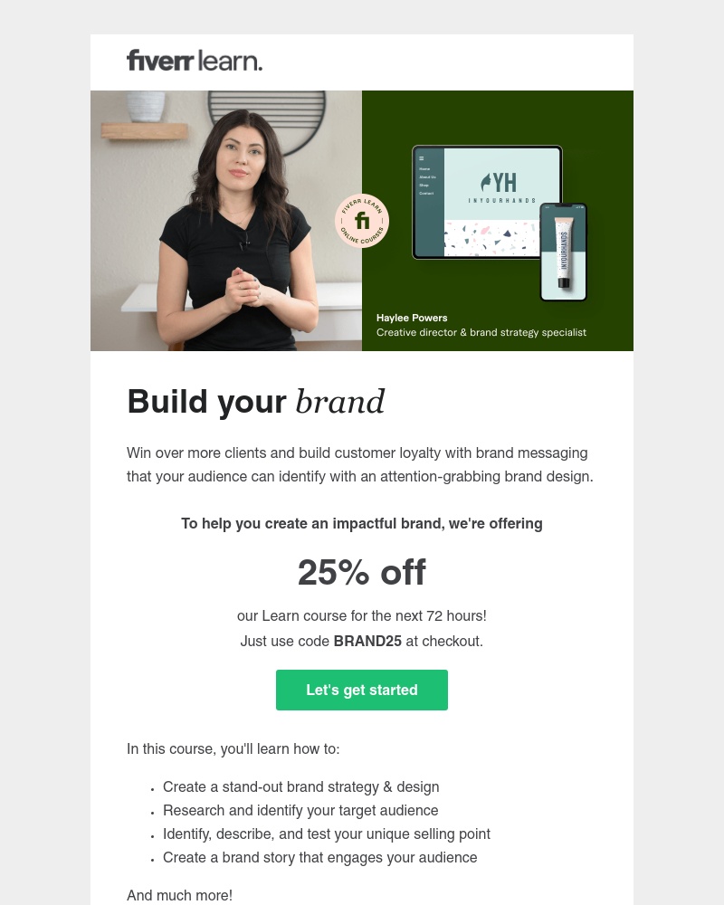 Fiverr - 25% off to watch your brand take off