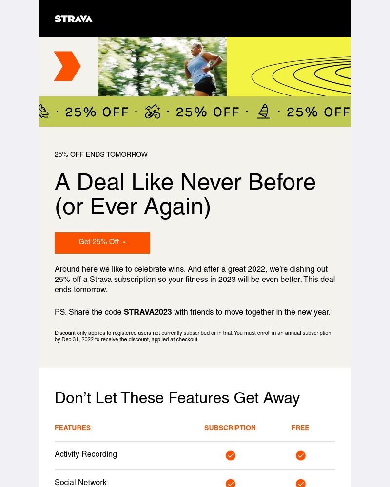 Strava - 25% off 💰 Yeah, this never happens