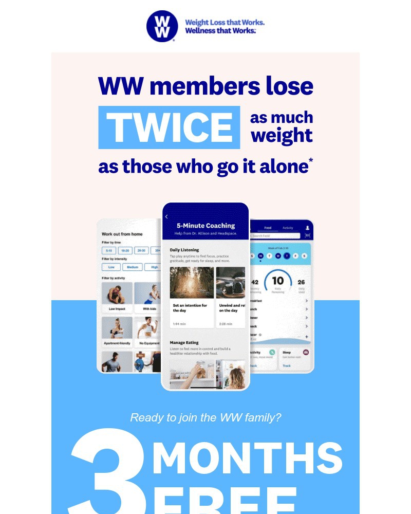 WW (Weight Watchers) - 3 Months Free this Blue Monday plus your £10 off code too!