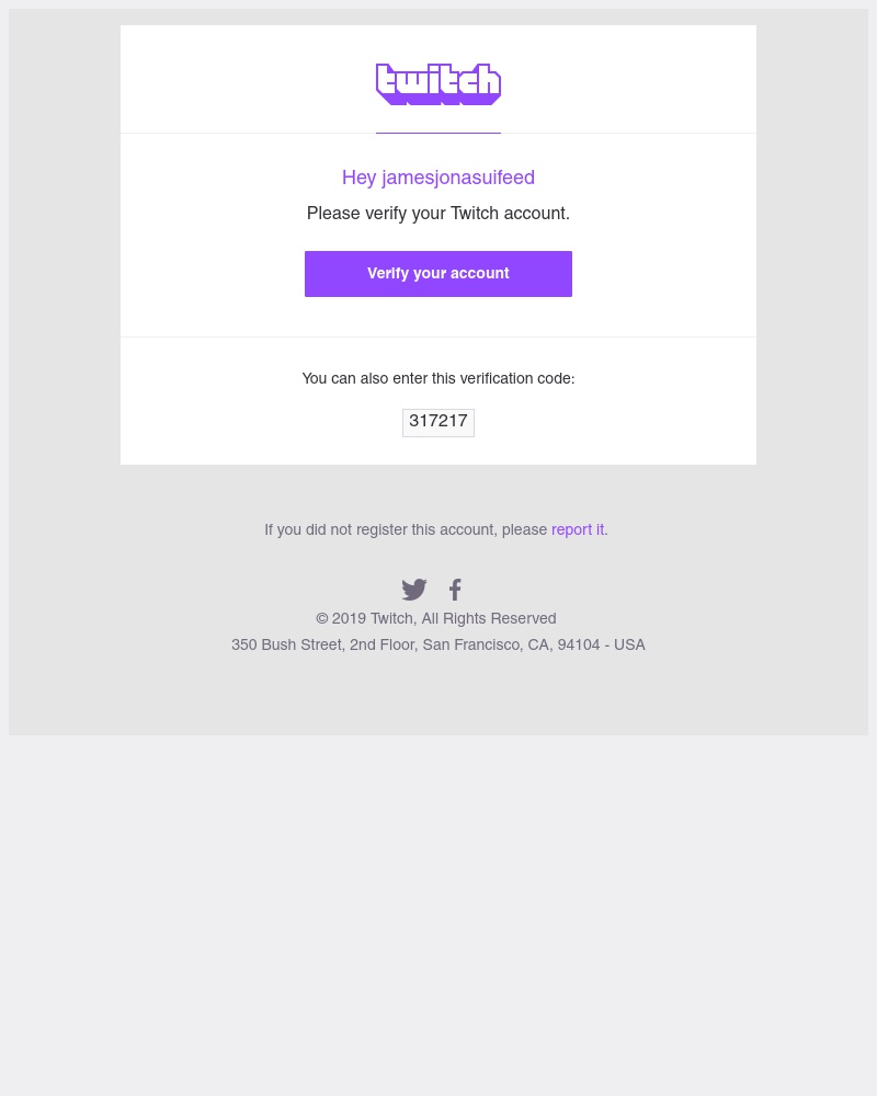 Twitch - 317217 – Your Twitch Verification Code
