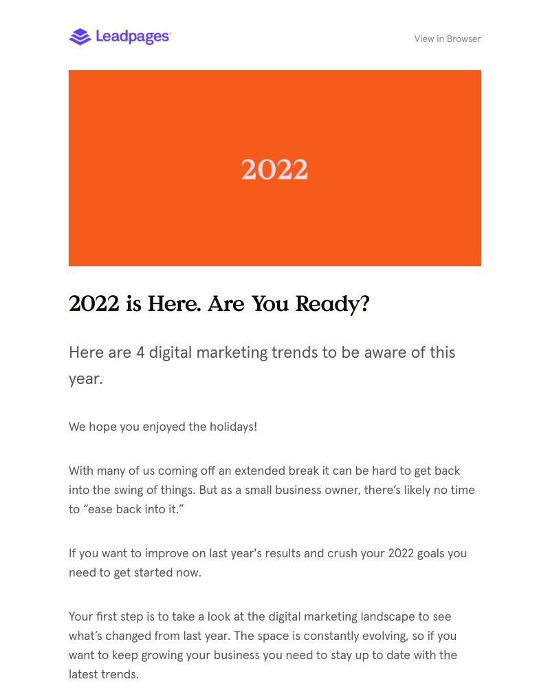 Leadpages - 4 important digital marketing trends for 2022