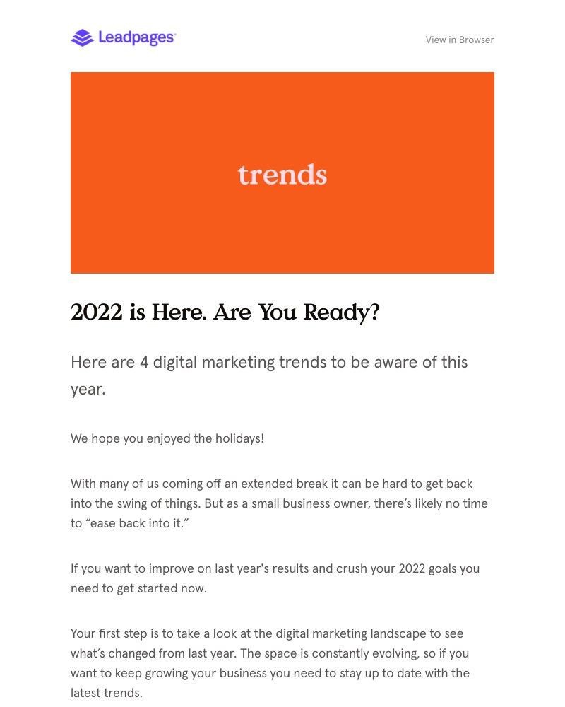 Leadpages - 4 important digital marketing trends for 2022