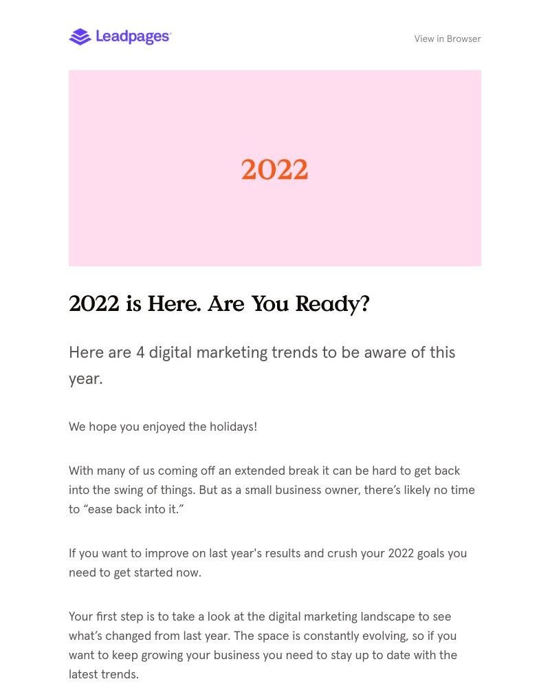 Leadpages - 4 important digital marketing trends for 2022