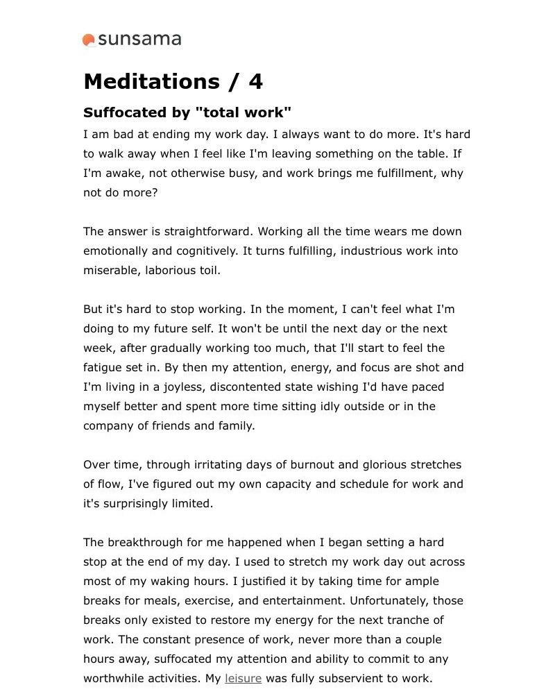 Sunsama - 4 / Suffocating work