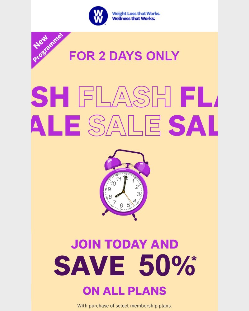 WW (Weight Watchers) - 48 HOURS: 50% off all plans!