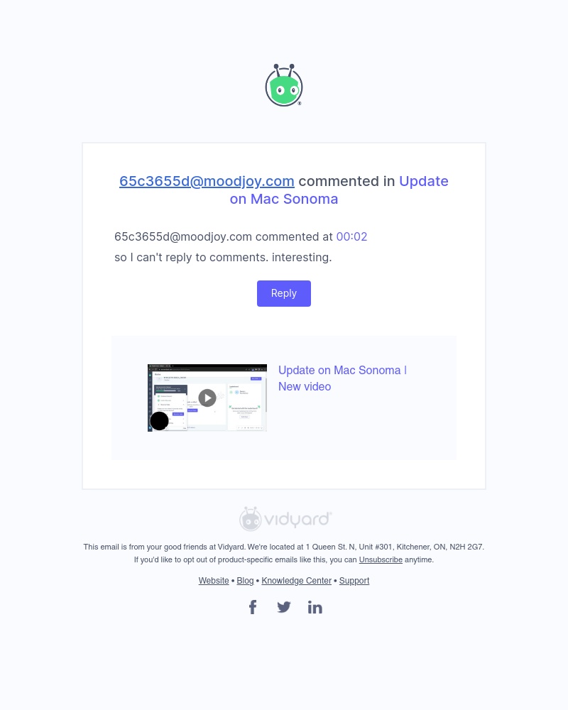 Vidyard - 65c3655d@moodjoy.com commented in Update on Mac Sonoma