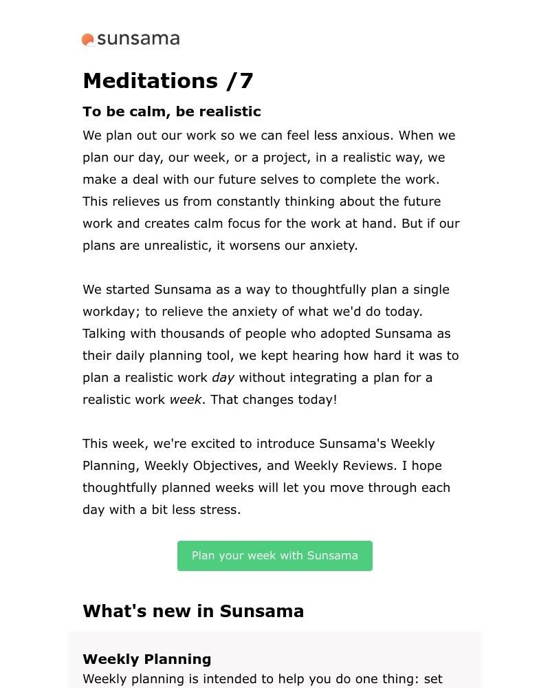 Sunsama - 7/ To be calm, be realistic