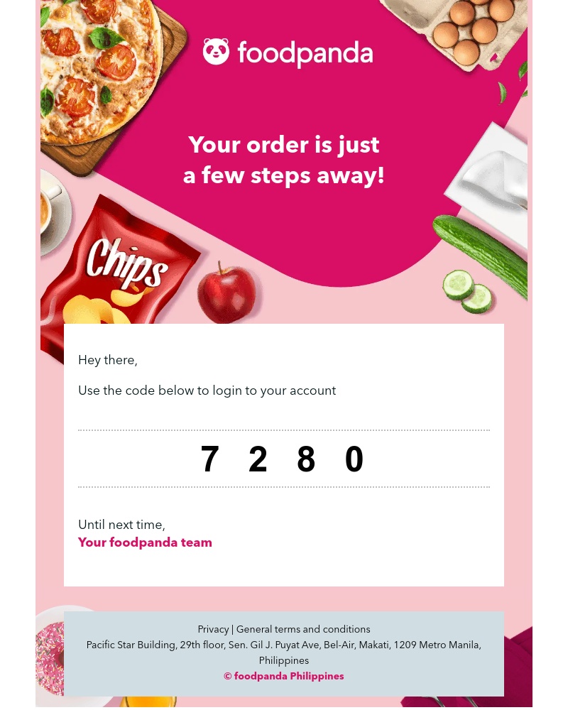 - 7280 - Ready to access your foodpanda account?