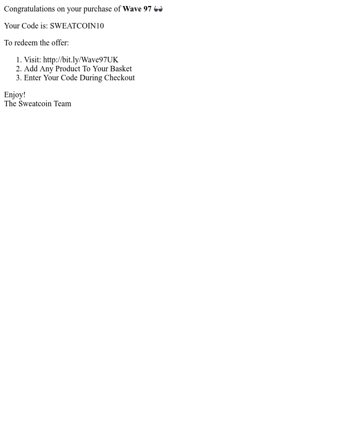 Sweatcoin - > Purchase Receipt of Wave 97 πΆ