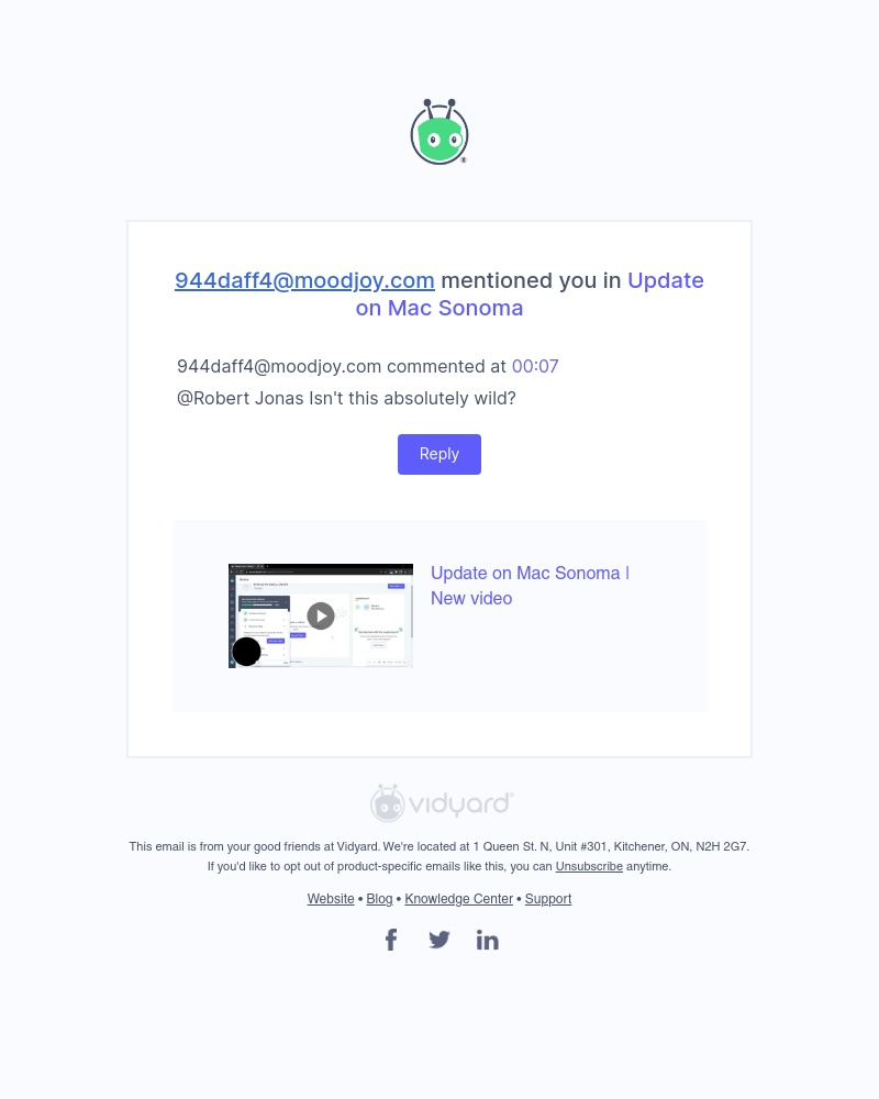 Vidyard - 944daff4@moodjoy.com mentioned you in Update on Mac Sonoma