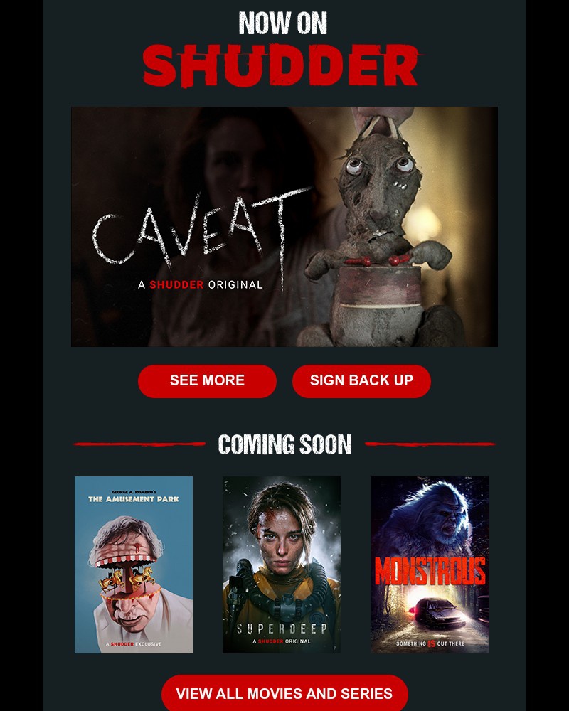 Shudder - A Frightening Supernatural Terror. Stream ‘Caveat’ Now