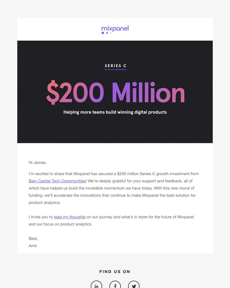 Mixpanel - A note from Mixpanel's CEO on our $200M Series C