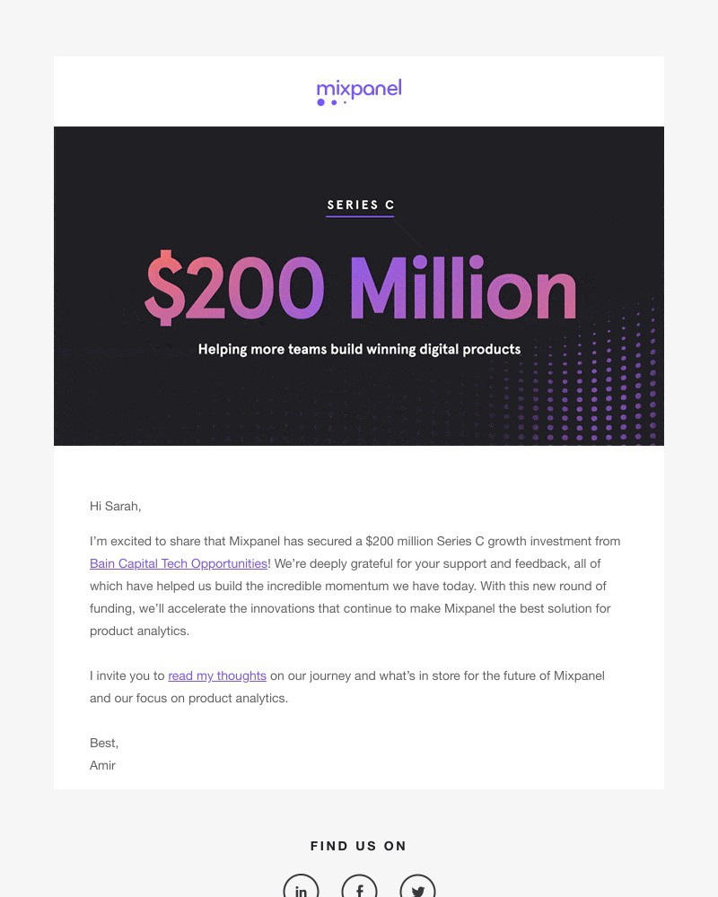Mixpanel - A note from Mixpanel's CEO on our $200M Series C