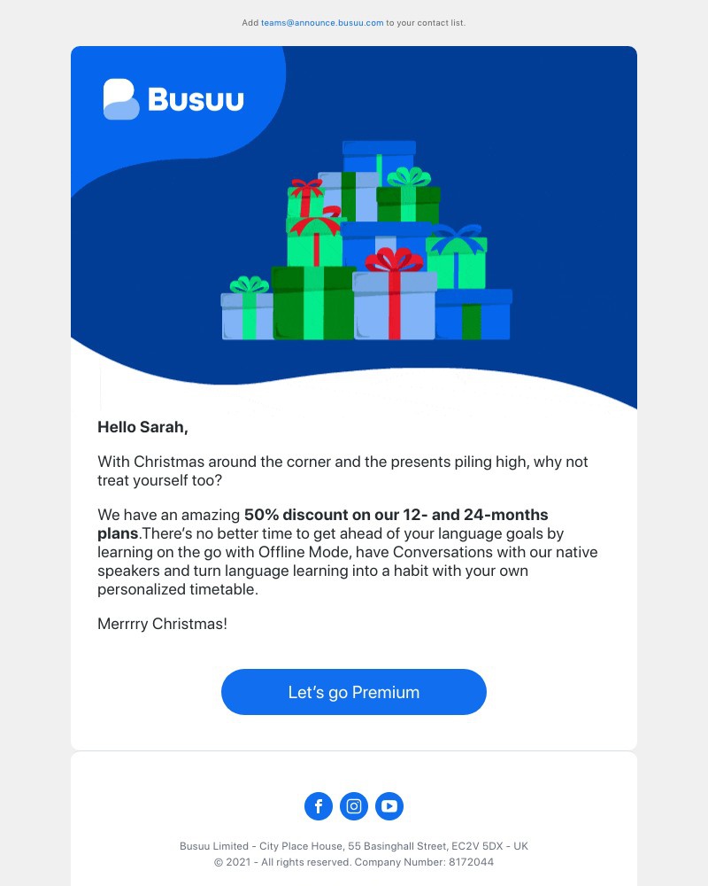 Busuu - A Premium Christmas gift just for you! π