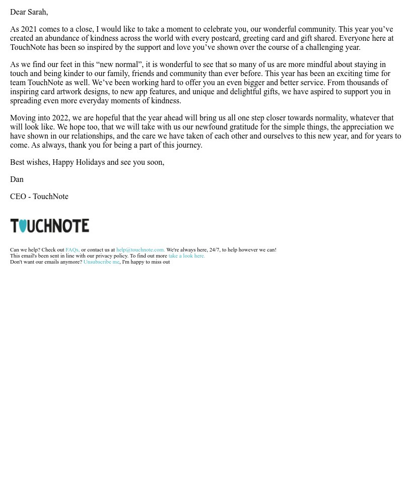 TouchNote - A thanks from Dan, our CEO