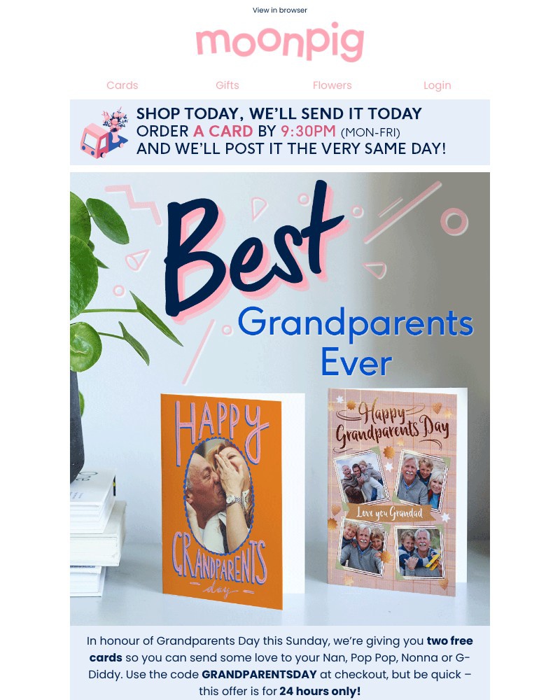 Moonpig - (A treat) Send Gramps a postal pick-me-upπ€π