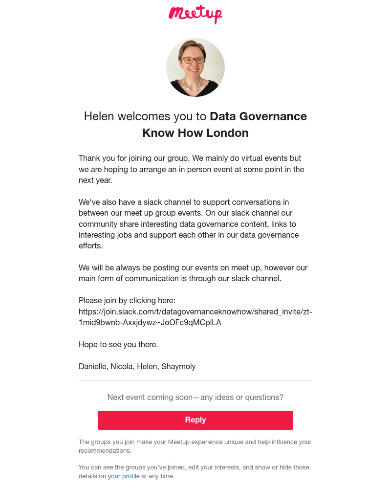 Meetup - A warm welcome from Data Governance Know How London