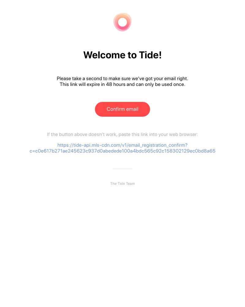 Tide.fm - Account Confirmation for Tide