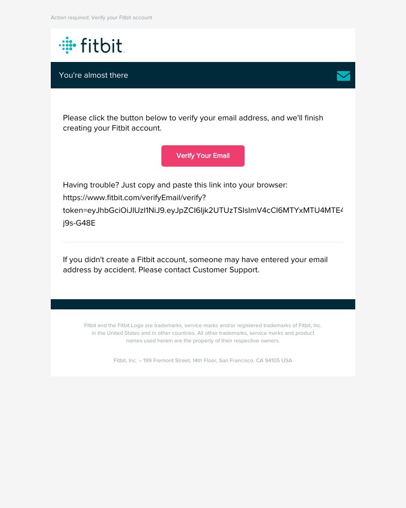 Fitbit - Action required: Confirm Fitbit account email address